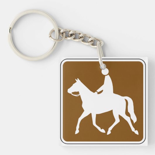 Equestrian Trail Riding Horse Silhouette Icon キーホルダー (正面)