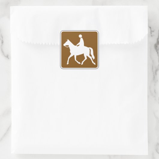 Equestrian Trail Riding Horse Silhouette Icon スクエアシール (バッグ)