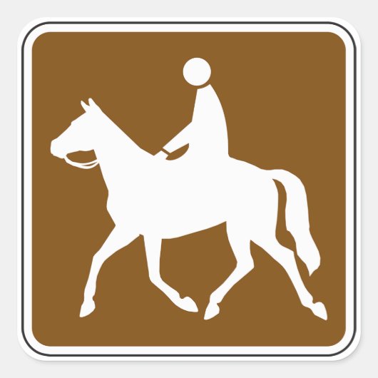 Equestrian Trail Riding Horse Silhouette Icon スクエアシール (正面)