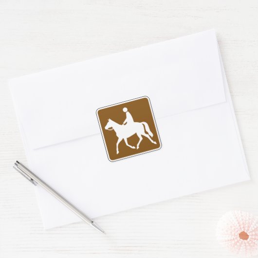 Equestrian Trail Riding Horse Silhouette Icon スクエアシール (封筒)