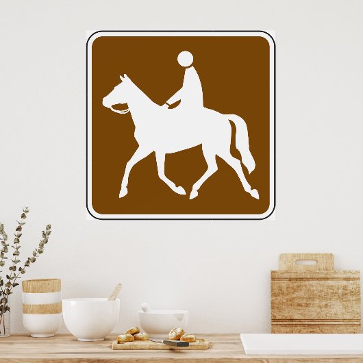 Equestrian Trail Riding Horse Silhouette Icon ポスター (キッチン)