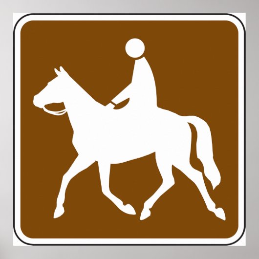 Equestrian Trail Riding Horse Silhouette Icon ポスター (正面)