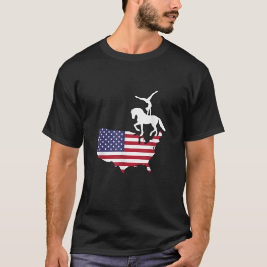 Equestrian Vaulting US Flag Tシャツ (正面)