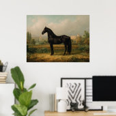 Equestrian Vintage Style Horse Landscape ポスター (ホームオフィス)