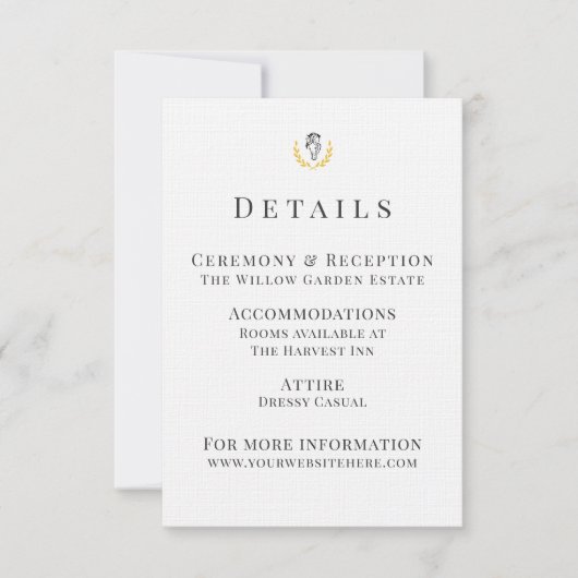 Equestrian Wedding Details Card with Horse Crest  出欠カード (正面)