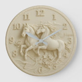 Equestrian White horse marble  ラージ壁時計 (正面)