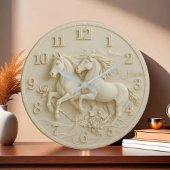 Equestrian White horse marble  ラージ壁時計