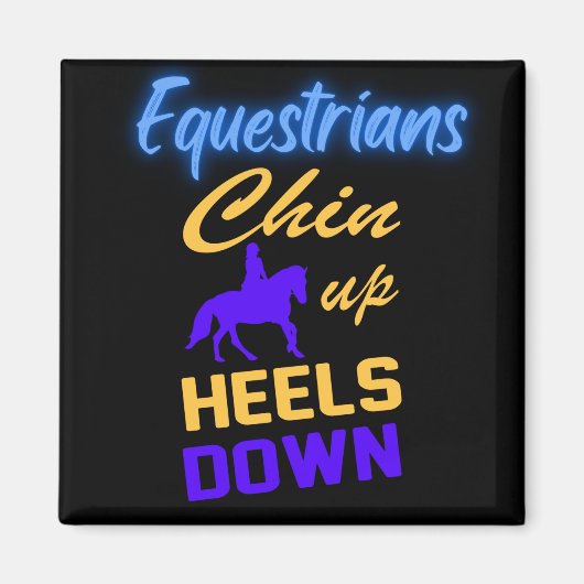 Equestrians Chin Up Heels Down in Blue Yellow    マグネット (正面)