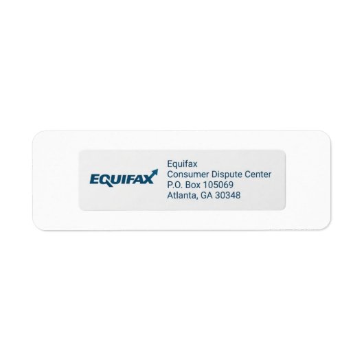 Equifaxの身元盗難または詐欺関連の紛争 ラベル (正面)