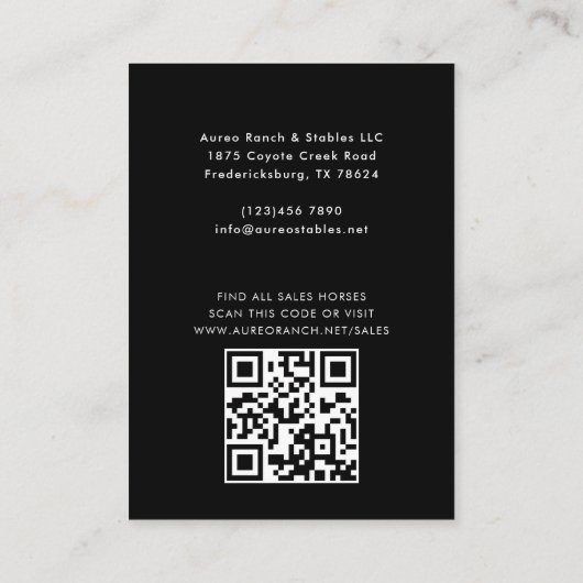 Equine Business Horse Trainer Equestrian Photo 名刺 (裏面)