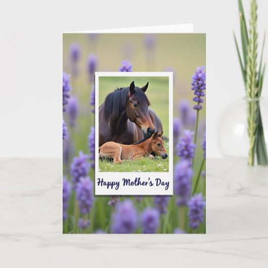 Equine Mothers Day Meadow Scene Card カード (正面)
