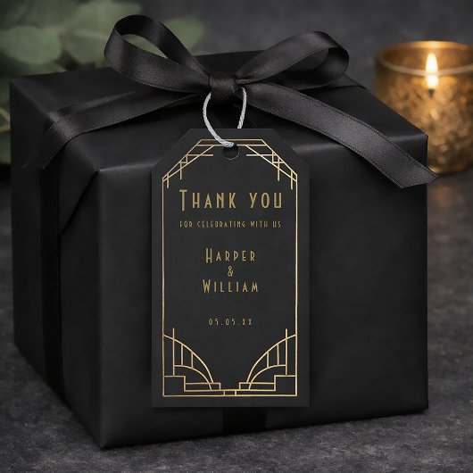 Equinox celestial black and gold art deco ギフトタグ