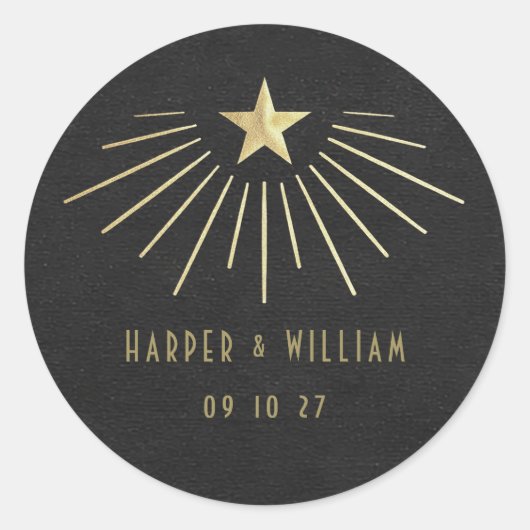 Equinox Celestial Starburst Wedding Stickers ラウンドシール (正面)