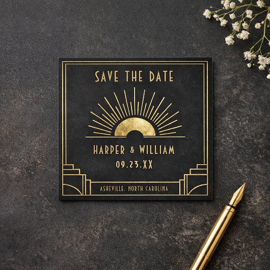 Equinox Mini Save the Date Celestial Art Deco card エンクロージャーカード