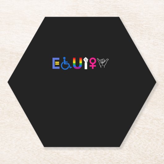 _EQUITY_平等な権利LGBTQ同盟国の結束プライドフェミン ペーパーコースター (正面)
