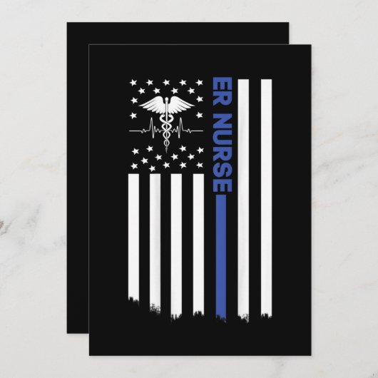 ERナースアメリカ旗看護ER EMTナース 招待状 (正面/裏面)