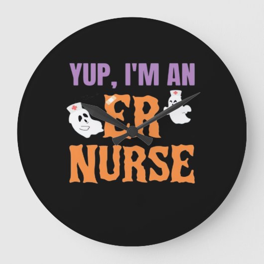 ERナースブクルーエマージェンシールームナースハロウィーンC ラージ壁時計 (正面)