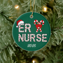ERパーソナライズされたナースクリスマスサンタ セラミックオーナメント