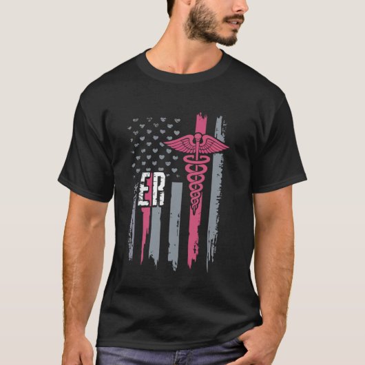 ER看護ビンテージ救急科救急 Tシャツ (正面)