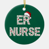 ER看護師のためのクリスマスギフト サンタデザイン セラミックオーナメント (正面)