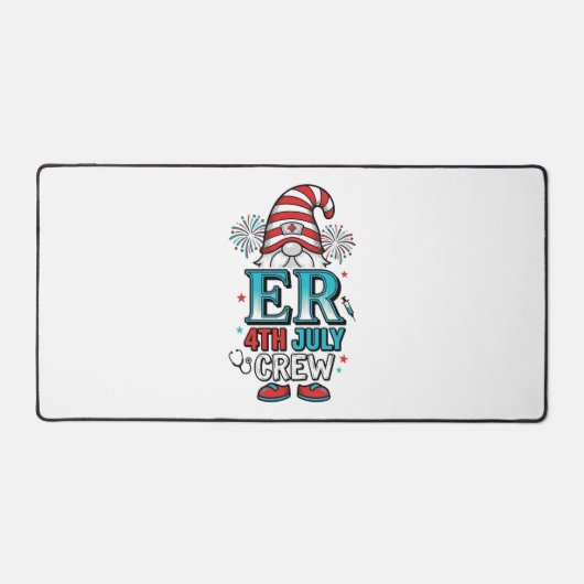 ER 7月4日クルー愛国主義のノームTシャツデザイン_1 デスクマット (正面)