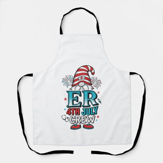 ER 7月4日クルー愛国主義ノームTシャツデザイン_1 エプロン (正面)