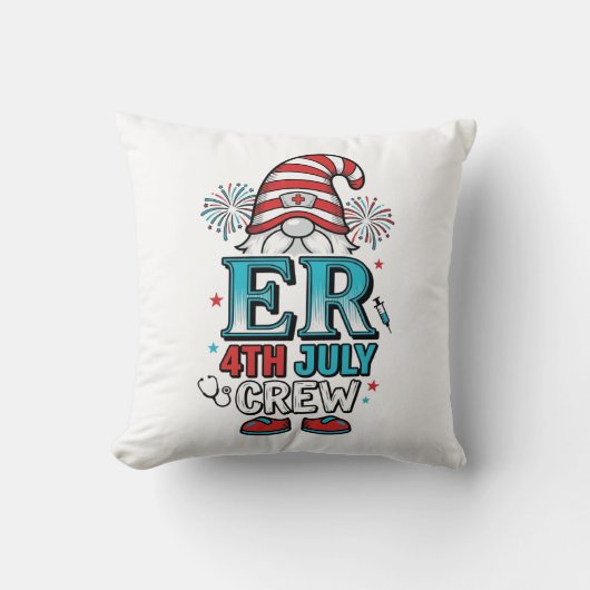ER 7月4日クルー愛国主義ノームTシャツデザイン_1 クッション (正面)