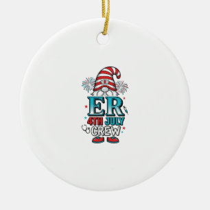 ER 7月4日クルー愛国主義ノームTシャツデザイン_1 セラミックオーナメント