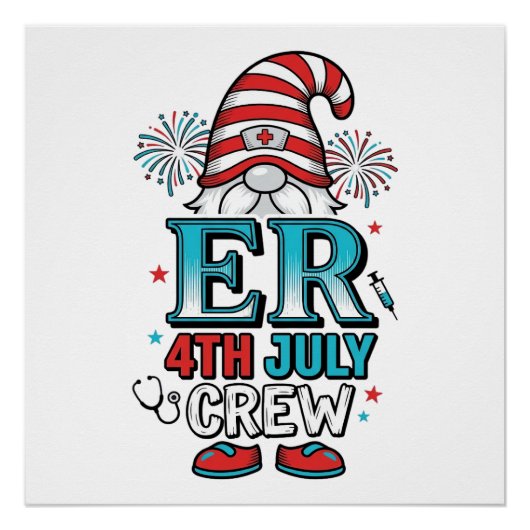 ER 7月4日クルー愛国主義ノームTシャツデザイン_1 ポスター (正面)