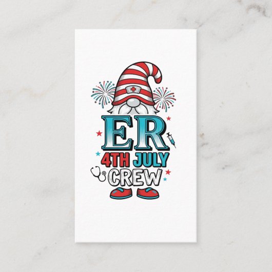 ER 7月4日クルー愛国主義ノームTシャツデザイン_1 名刺 (正面)