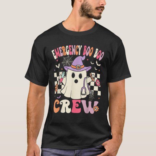 ER Boo Crew Groovy Emergency Room Nurse Funny Hall Tシャツ (正面)