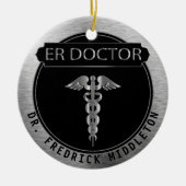 ER Doctor 👨 ⚕️ ‍ - UpScale Black and Silver セラミックオーナメント (正面)