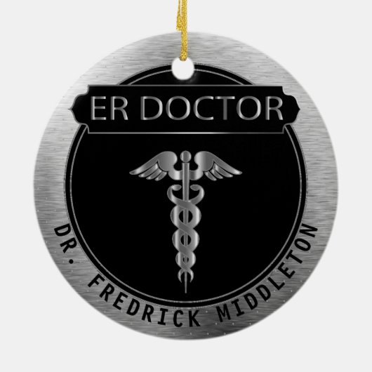 ER Doctor 👨 ⚕️ ‍ - UpScale Black and Silver セラミックオーナメント (裏面)