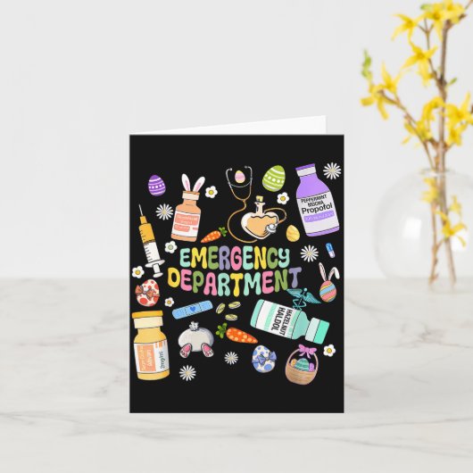 Er Easter Nurse Crew Easter Day Emergency Room Nur カード (黄色い花)