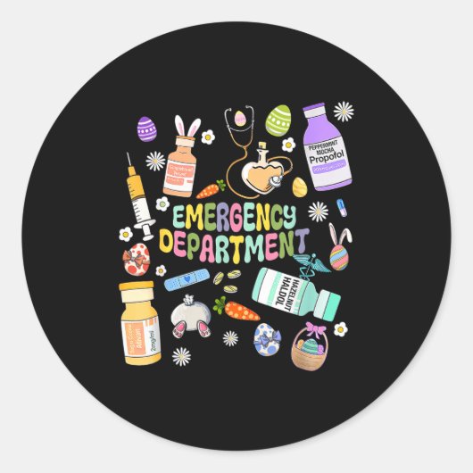 Er Easter Nurse Crew Easter Day Emergency Room Nur ラウンドシール (正面)