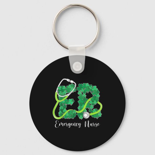 Er Emergency Nurse Stethoscope St. Patrick's Day S キーホルダー (正面)