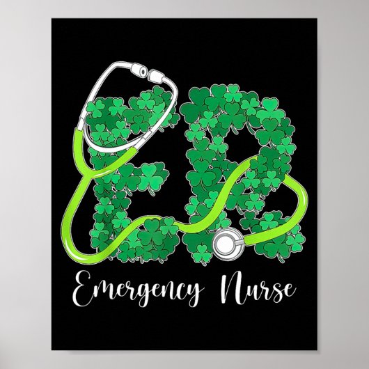 Er Emergency Nurse Stethoscope St. Patrick's Day S ポスター (正面)