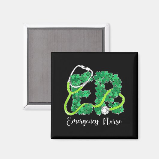 Er Emergency Nurse Stethoscope St. Patrick's Day S マグネット (正面/裏面)