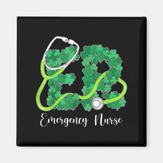 Er Emergency Nurse Stethoscope St. Patrick's Day S マグネット (正面)