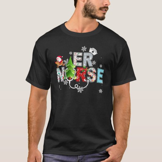 ER Emergency Room Nurse Stethoscope Christmas Orna Tシャツ (正面)