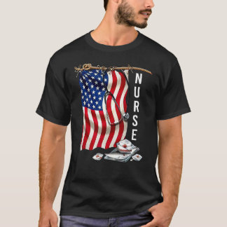 ER Nurse 4th of July American Flag Patriotic USA S Tシャツ