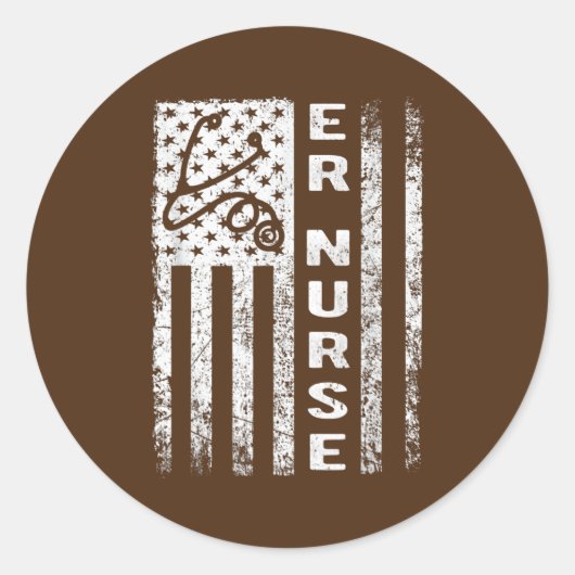 Er Nurse Flag Emergency Room Nurse  ラウンドシール (正面)