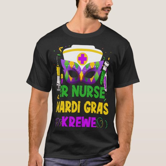 ER Nurse Krewe Mardi Gras Nursing Mask Carnival W Tシャツ (正面)