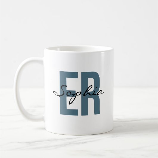 ER Nurse Personalized Name Bold Typography コーヒーマグカップ (左)