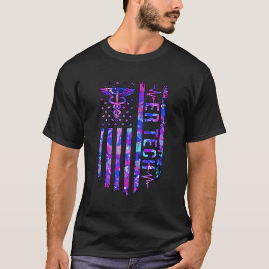 Er Tech米国旗非常用部屋Tech Emergency Tech Tシャツ (正面)