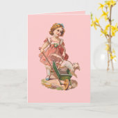ERA ビクトリアン NOTECARDS -小さな女の子&犬 カード (黄色い花)