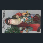 Era Santaビクトリアン Christmasステッカー 長方形シール<br><div class="desc">パッケージや素晴らし封筒のステッカーやおもしろい用のステッカーを用意！聖ビクトリアンニコラスの木運とおもちゃプレゼント。祝クリスマスはファッションド古い</div>