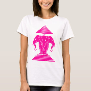 Erawanのピンク3は象のラオス語/ラオスの旗の先頭に立ちました Tシャツ