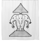 Erawan 3は象のラオス語/ラオスの旗の先頭に立ちました シャワーカーテン (正面)