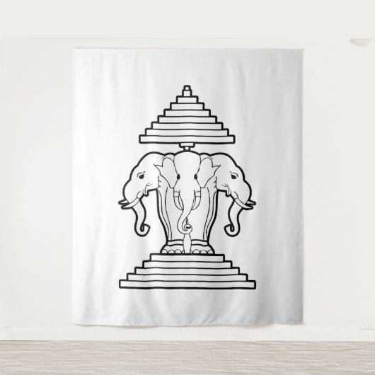 Erawan Three Headed Elephant Lao / Laos Flag タペストリー (正面)